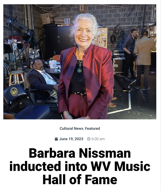 Barbara Nissman inducted into WV Music Hall of Fame by Matthew Young